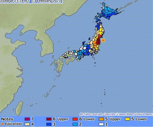 japan earthquake map